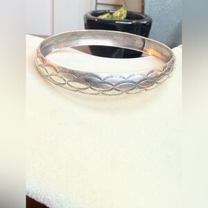 Vintage Navajo Sterling Silver Bangle Bracelet Don Platero Hand Etched